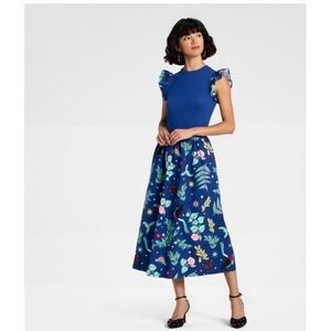 NWT! LATINO HERITAGE MONTH Blue Floral And Birds Colorful Maxi Dress